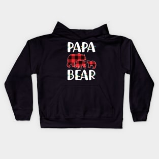 Papa Bear Red Plaid Christmas Pajama Matching Family Gift Kids Hoodie